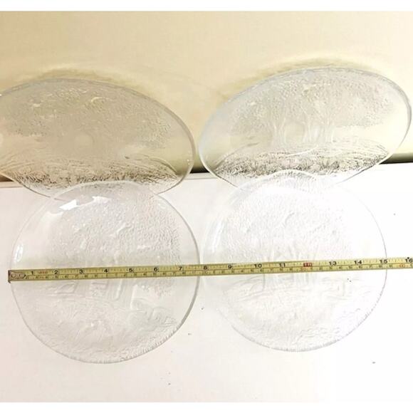 Vtg Glass KOSTA BODA Swedish Handcrafted Etched Plates Salad Tree Flowers Plate - Picture 5 of 8